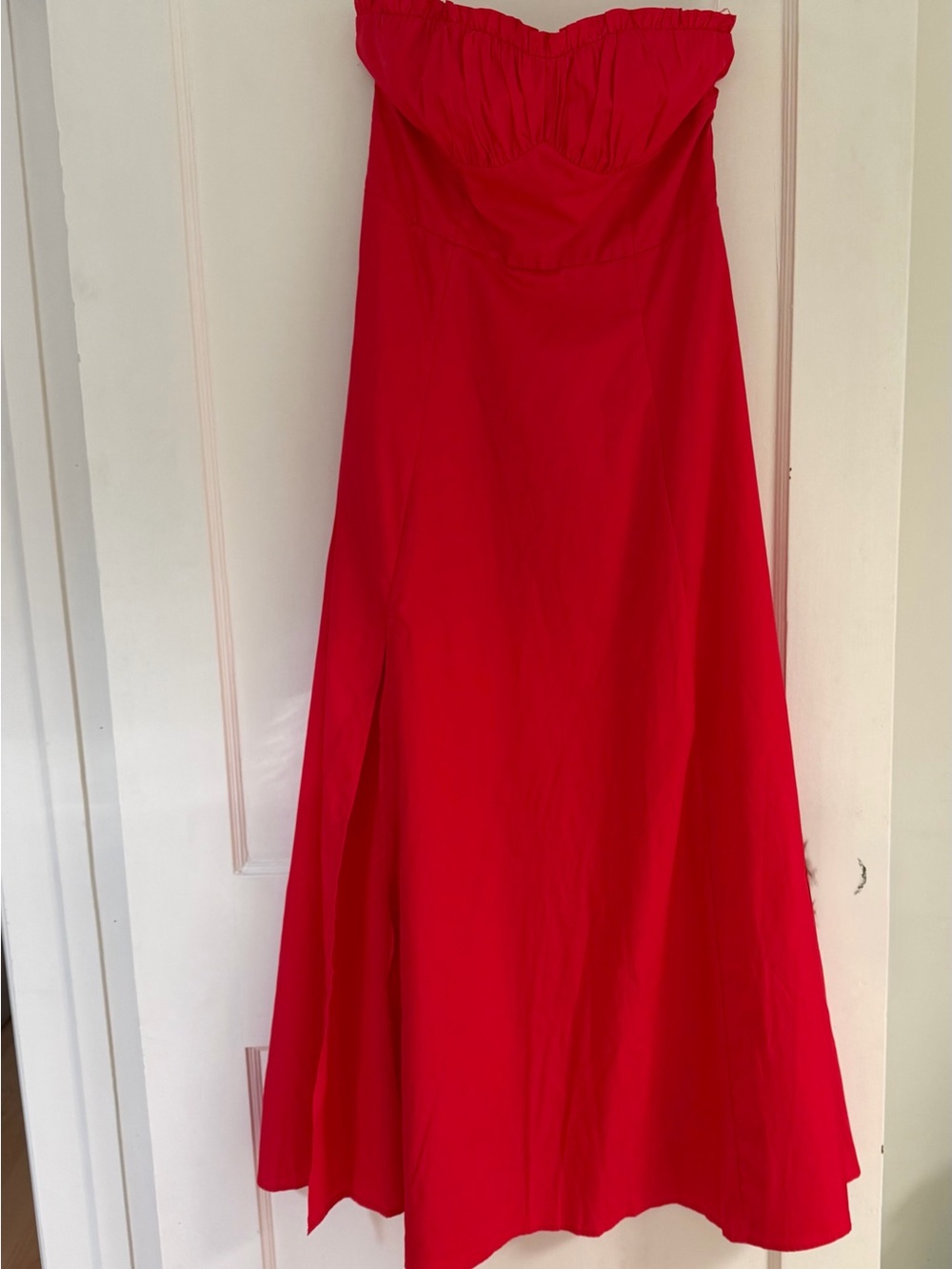 Commense Strapless Midi Dress in Vibrant Red NWT